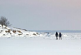 Gespräch in Winterlandschaft