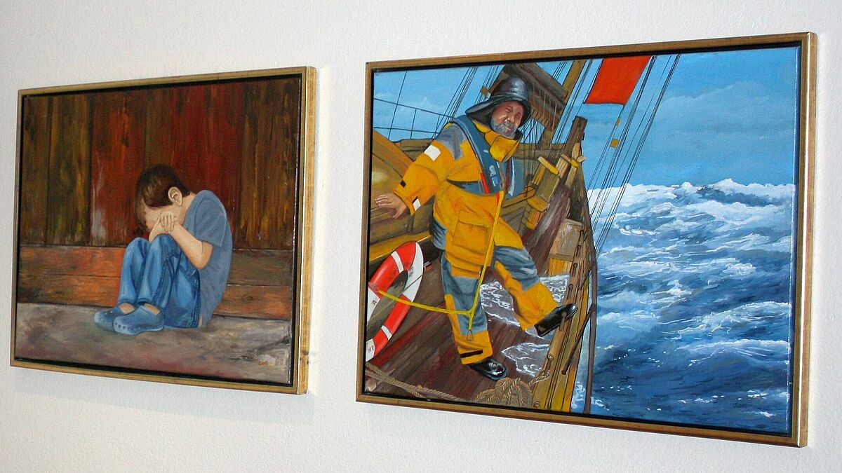 Die Ausstellung "Himmel & Meer" von Dieter Rutkowski ist derzeit im Seemannsheim Krayenkamp zu sehen.