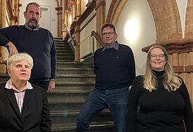 Die Mitglieder der neuen Fachstelle zur Förderung von Vielfalt, Inklusion und Teilhabe der Nordkirche (von links): Jörg Stoffregen, André Delor, Dagmar Holtmann und Katrin Wilzius. Nicht im Bild ist Julia Rabel. 