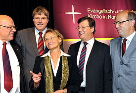 Kanzeltausch in der Nordkirche (v.l.): Die Bischöfe Gerhard Ulrich, Andreas von Maltzahn, Kirsten Fehrs, Hans-Jürgen Abromeit und Gothart Magaard (Archivfoto)