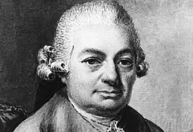 Der Musiker und Komponist Carl Philipp Emanuel Bach (1714 - 1788; Aquarell um 1770).
