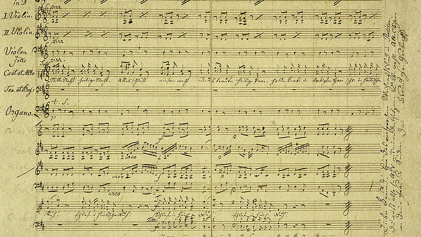 Vergilbtes Notenblatt mit dem Text von "Stille Nacht"