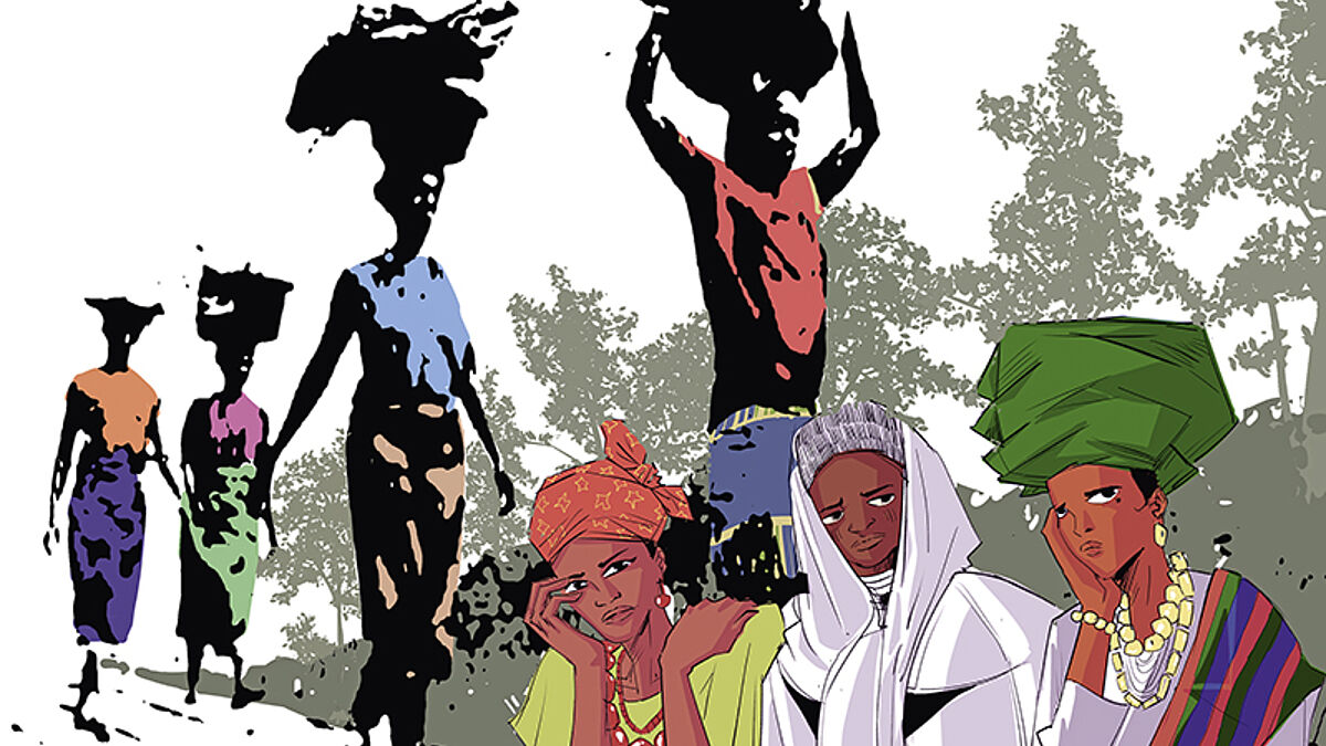 Titelbild des Weltgebetstags 2026: "Rest for the Weary" von der nigerianischen Kuenstlerin Gift Amarachi Ottah