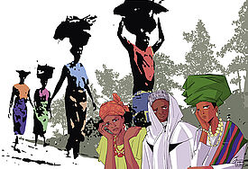 Titelbild des Weltgebetstags 2026: "Rest for the Weary" von der nigerianischen Kuenstlerin Gift Amarachi Ottah