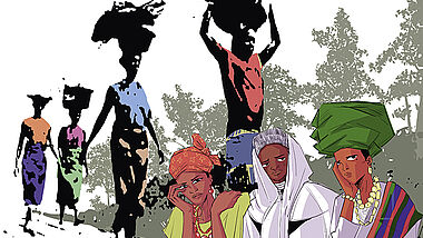 Titelbild des Weltgebetstags 2026: "Rest for the Weary" von der nigerianischen Kuenstlerin Gift Amarachi Ottah