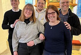 Das Team des neuen Pfarrsprengels (von links): Oliver Erckens, Svenja Leppin, Jaan Thiesen, Doris Pfeifer und Tobias Pfeifer.