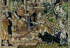Protestantische flämische Teppichwirker fertigten im 16. 
Jahrhundert die 3,6 m hohe Tapisserie „Die Königin von Saba vor König Salomon“
. Sie hatten aus Glaubensgründen ihre Heimat verlassen und sich in Wismar angesiedelt.  Das  Original befindet sich im Stadtgeschichtlichen Museum der Hansestadt Wismar.
