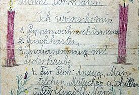 Wunschzettel der Bremerin Hanni Steiner (75), den sie als achtjähriges Mädchen 1947 geschrieben hat
