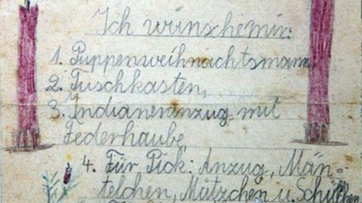 Wunschzettel der Bremerin Hanni Steiner (75), den sie als achtjähriges Mädchen 1947 geschrieben hat