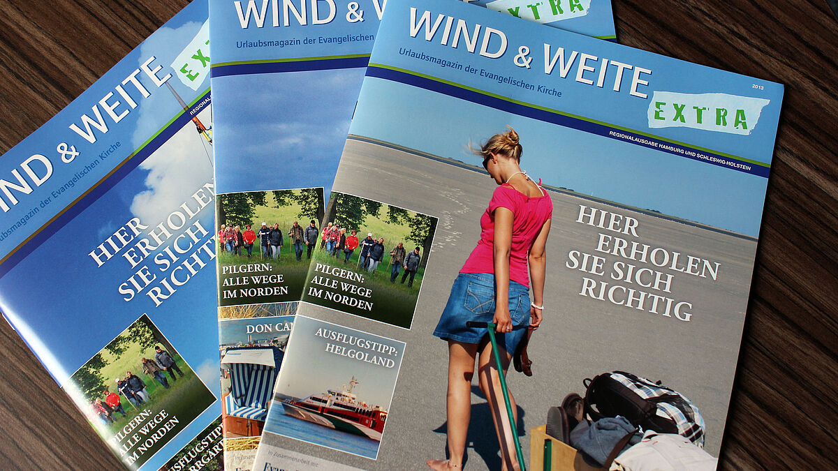 Das Urlaubermagazin "Wind &Weite" ist erschienen. Die Gesamtauflage von 30.000 Heften ist aufgeteilt in Regionalausgaben für Hamburg/Schleswig-Holstein, Mecklenburg-Vorpommern und Niedersachsen. 