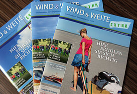 Das Urlaubermagazin "Wind &Weite" ist erschienen. Die Gesamtauflage von 30.000 Heften ist aufgeteilt in Regionalausgaben für Hamburg/Schleswig-Holstein, Mecklenburg-Vorpommern und Niedersachsen.