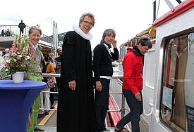 Auf geht's: Pastor Frank Engelbrecht geht an Bord der "Classic Queen"