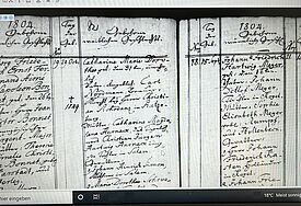 Der Taufeintrag von Georg Bonnet im Kirchenbuch von Sterley von 1804.