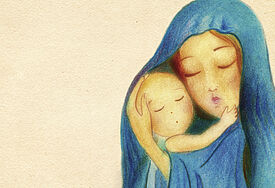 "Gott spricht: Ich will euch trösten, wie einen seine Mutter tröstet" lautet die Jahreslosung für 2016. (Symbolbild, grafische Darstellung von Maria mit Jesus)