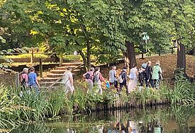Frauen unterwegs im Grünen beim Ladieswalk in Nordfriesland, ein Angebot der der Evangelischen Frauenarbeit des Kirchenkreises.