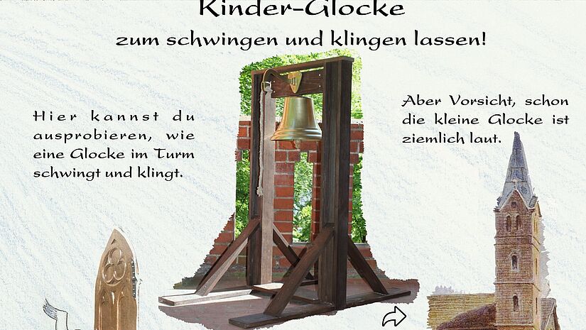 Für Kinder gibt es neuerdings in Heringsdorf richtig viel zu entdecken, wie eine Glocke, die sie selbst ausprobieren dürfen.
