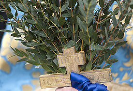 Griechisch-Orthodoxen Kreuz mit Myrte