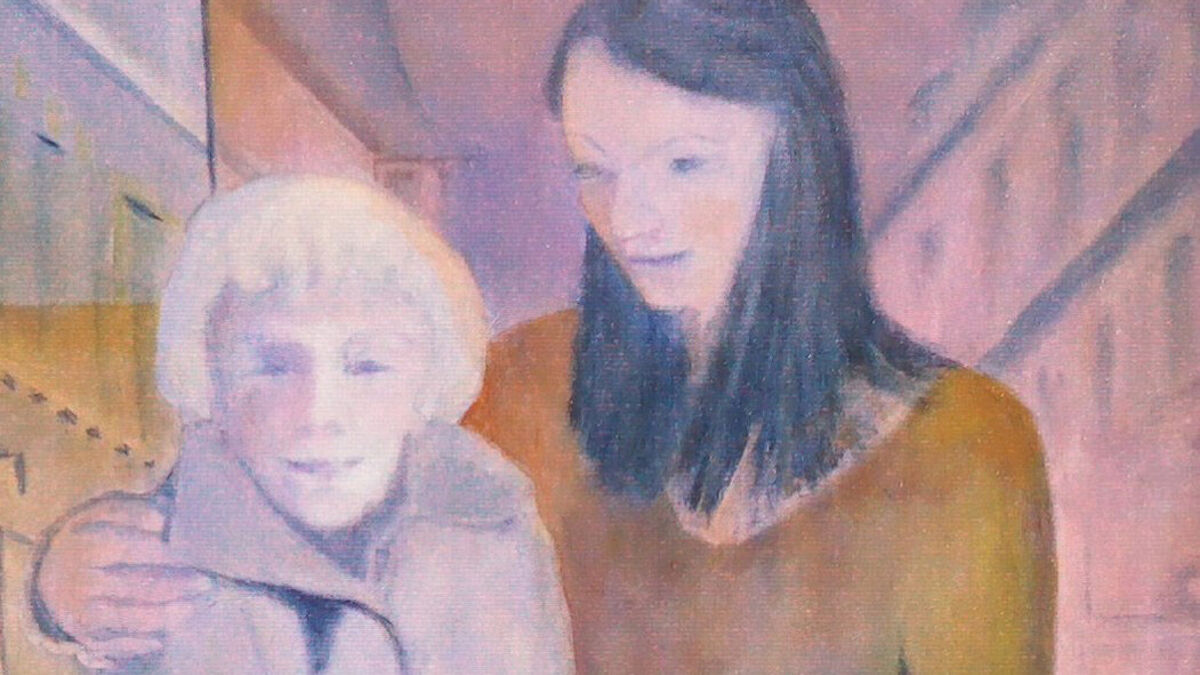Die Hamburger Künstlerin Dagmar Troch hat sechs Bilder zu der Veranstaltungsreihe "Wie will ich im Alter leben?" gemalt. Dies ist ein Ausschnitt aus ihrem Bild zum Thema Demenz.