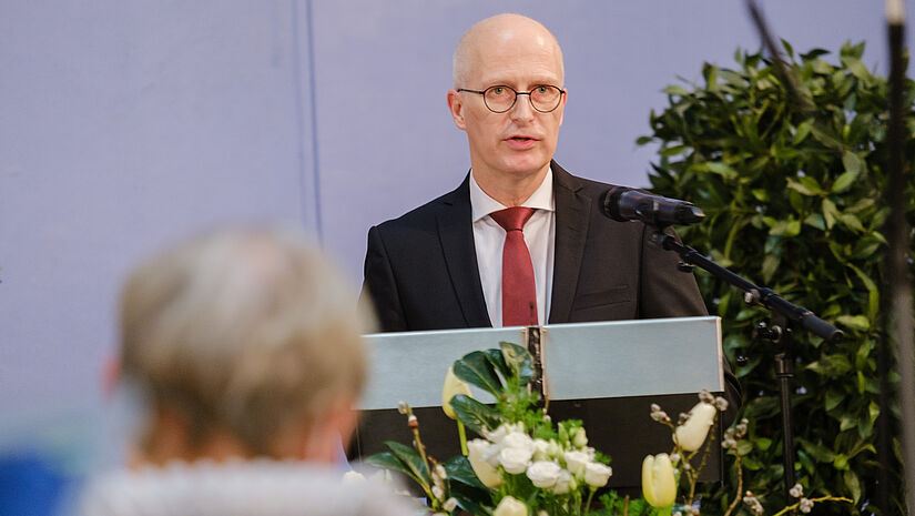 Dr. Peter Tschentscher, Erster Bürgermeister, spricht stellvertretend für die Politik der Freien und Hansestadt Hamburg 