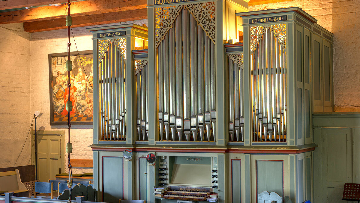 Die Marcussen-Orgel von 1857 in St. Olaf im nordfriesischen Breklum. 