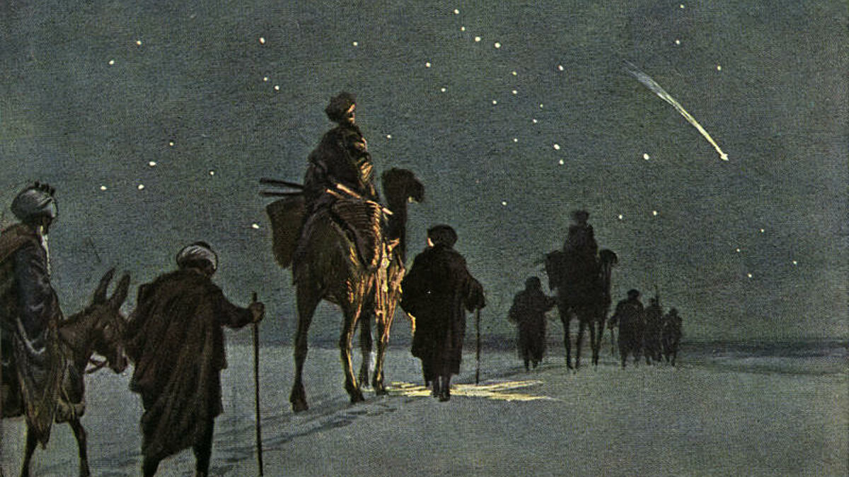 "Der Stern von Bethlehem": Die Bildpostkarte nach einem Aquarell von Paul Hey zeigt den Weg der Weisen zum Jesuskind. 