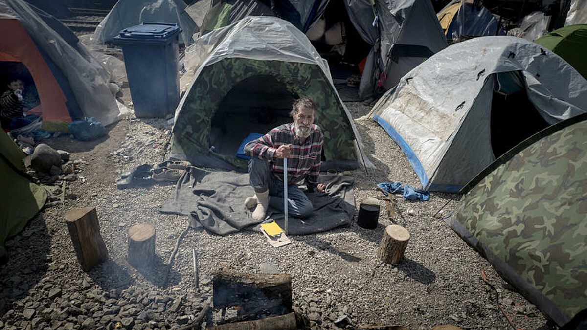 Flüchtlinge im mittlerweile aufgelösten Flüchtlingslager im griechischen Dorf Idomeni