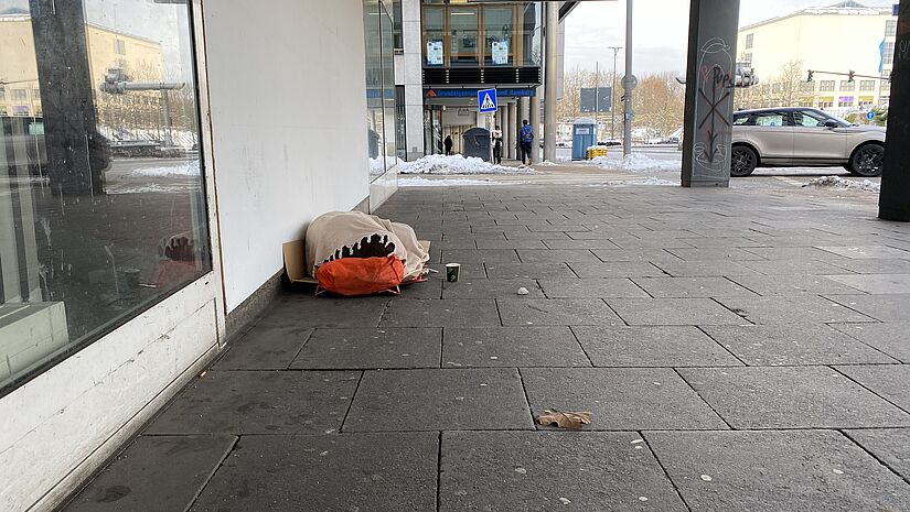 Schlafplatz eines Obdachlosen 
