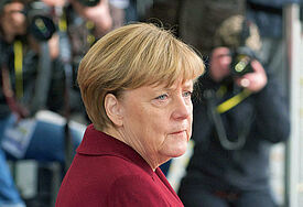 Bundeskanzlerin Angela Merkel erscheint zum alternativen C20-Gipfel in Hamburg.