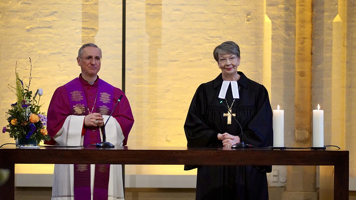 Predigten im Gottesdienst zur Konstituierenden Sitzung der Hamburgischen Bürgerschaft: Landesbischöfin Kristina Kühnbaum-Schmidt und Erzbischof Stefan Heße. Foto: Jonny Franzke/Nordkirche