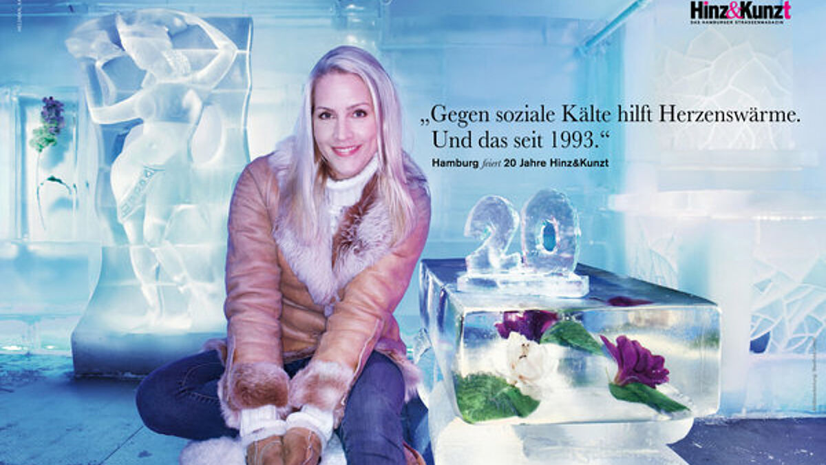 2013 wird die Hamburger Obdachlosenzeitung "Hinz&Kunzt" 20 Jahre alt. Im Jubiläumsjahr rückt eine Plakatkampagne das Engagement der Wohnungslosenititiative ins Bild 