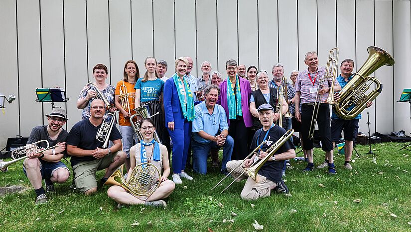 Spannung, Lampenfieber und große Erleichterung: Für viele junge Musiker wie diese Blechbläser aus der Nordkirche, ist der Kirchentag nicht nur ein Vernetzungstreffen, sondern auch eine riesige Bühne. In diesem Fall hat unsere Landesbischöfin den Auft Blechbläser MV auf dem Kirchentag