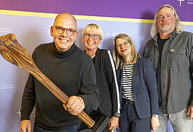 Johannes Ahrens (Stadtpastor in Flensburg), Katja Wrobel (Sportpiraten e.V. Flensburg), Birgit Lunde (Pastorin St. Petri Flensburg) und Dirk Dillmann (Sportpiraten e.V. Flensburg). 