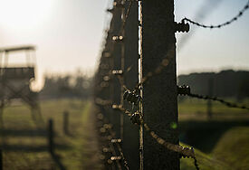 Stacheldraht im Konzentrationslager Auschwitz-Birkenau in Polen .