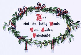 Weiße Karte, der Text ist von Blattornamenten umgeben