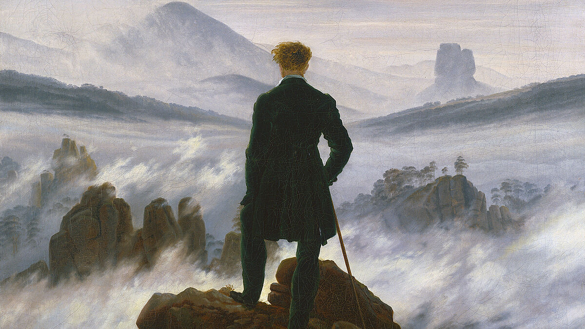 Das Gemälde "Wanderer über dem Nebelmeer" (um 1817) von Caspar David Friedrich (1774–1840) ist in der Hamburger Kunsthalle zu sehen.