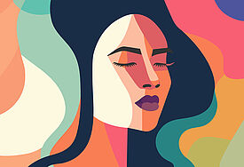 Illustration einer Frau in bunten Farben 
